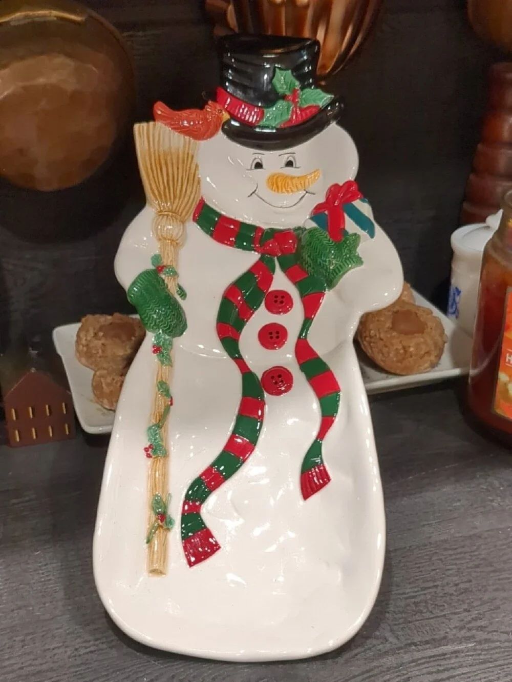 Fitz and Floyd Snack Therapy Snowman Snack Tray